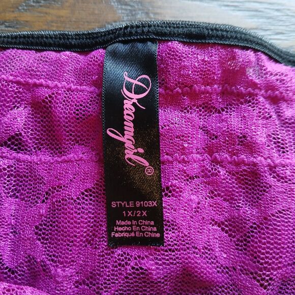 Dreamgirl Cheeky Panty Size 1X/2X Purple Sheer Lace Floral Ruffle Style # 9103X - Picture 6 of 6